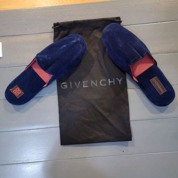 Givenchy Blue Velvet Slip On Closed Toe Flat Mule Clog  display picture 1
